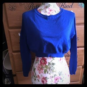 Long Sleeved Blue loose crop top sweater.